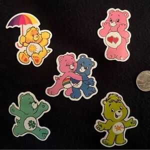 Care Bears Sticker 5 Pack Set - Pink, Yellow, Blue, Green, Lime